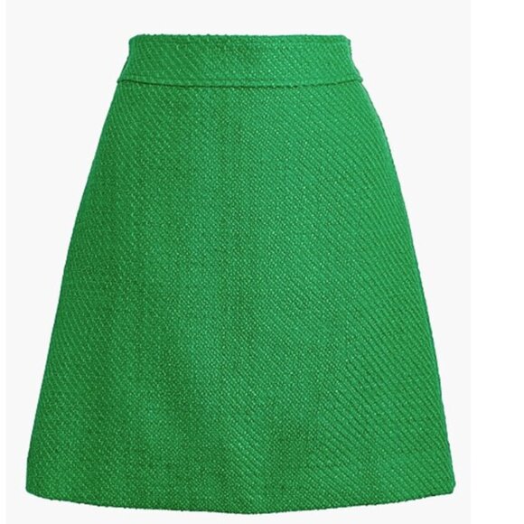✨ J.Crew Tweed A-Line Skirt – NEW – Emerald Green Luxe Statement Piece ✨ - Picture 1 of 3